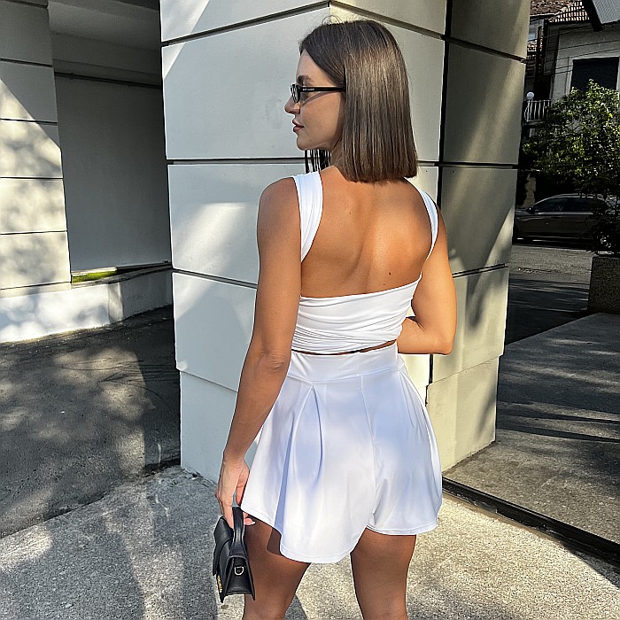 Top Dama Sexy Versatil Fara Maneci Alb Lycra – Yndoll [11]