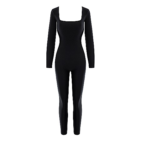 Salopeta Dama Lunga Decoltata Neagra Lycra - Anastasia