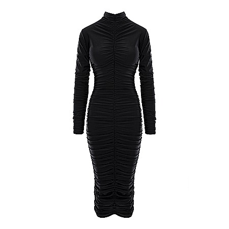 Rochie Dama Medie Pe Gat Neagra Lycra - Thierry