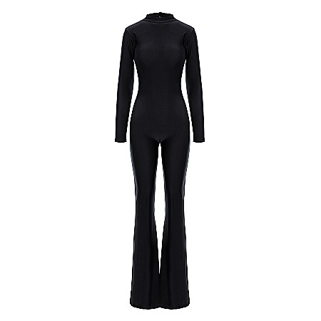 Produse Noi - Salopeta Dama Lunga Evazata Cu Spatele Gol Neagra Lycra - Orya