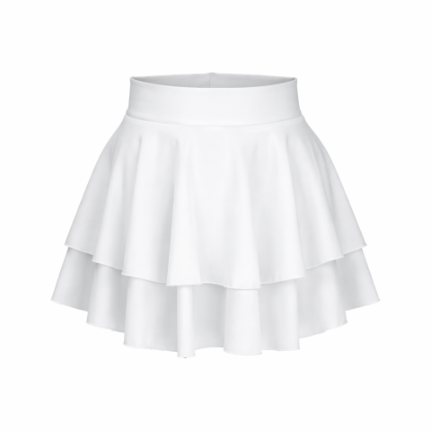 Fusta Dama Scurta Cu Volane Alba Lycra - Cora