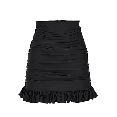 FUSTE DAMA - Fusta Dama Scurta Cu Volane Neagra Lycra - Giselle