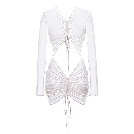 Rochie Dama Scurta Transparenta Alba Lycra - Vanya