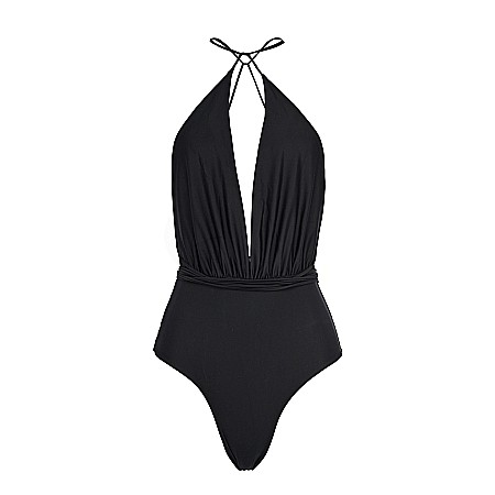 COSTUME DE BAIE SEXY - Costum De Baie Decoltat Versatil Negru Lycra - Amanza