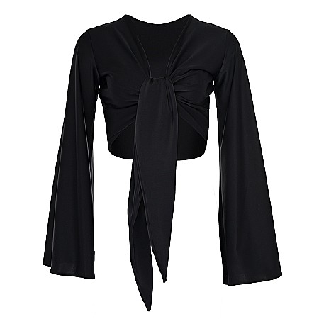 TOPURI DAMA - Top Dama Cu Maneca Lunga Negru Lycra - Coralia