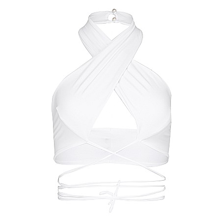 COSTUME DE BAIE SEXY - Top Dama Sexy Fara Maneci Alb Lycra - Alma