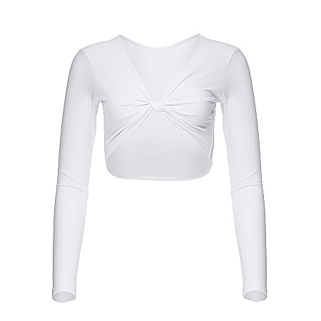 TOPURI DAMA - Top Dama Cu Maneca Lunga Alb Lycra - Amber