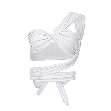 TOPURI DAMA - Top Dama Sexy Versatil Fara Maneci Alb Lycra – Yndoll