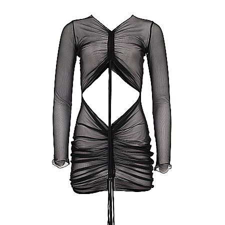 Rochie Dama Scurta Transparenta Neagra Lycra - Vanya