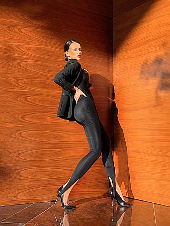 PANTALONI DAMA - Colanti Dama Lungi Mulati Negri Lycra - Saint