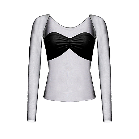 TOPURI DAMA - Top Dama Cu Umerii Goi Si Maneca Lunga Negru Lycra - Beth