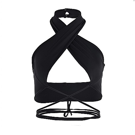 COSTUME DE BAIE SEXY - Top Dama Sexy Fara Maneci Negru Lycra - Alma