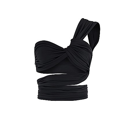 TOPURI DAMA - Top Dama Sexy Versatil Fara Maneci Negru Lycra – Yndoll