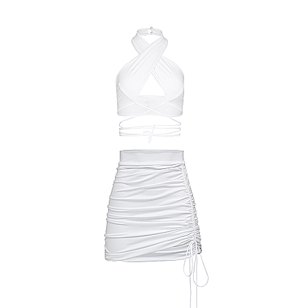 SETURI DAMA - Set Fusta Shirley si Top Alma Alb Lycra