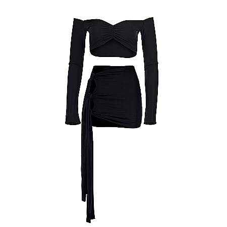 SETURI DAMA - Set Fusta Kami si Top Welly Negru Lycra