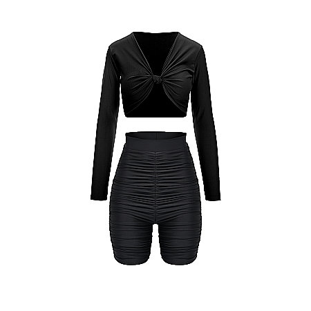 SETURI DAMA - Set Colanti Tally si Top Amber Negru Lycra