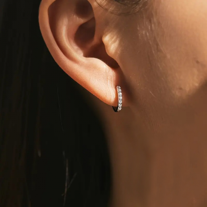 Cercei cerc din argint cu diamante moissanite [2]