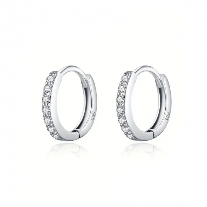 Cercei cerc din argint cu diamante moissanite [1]