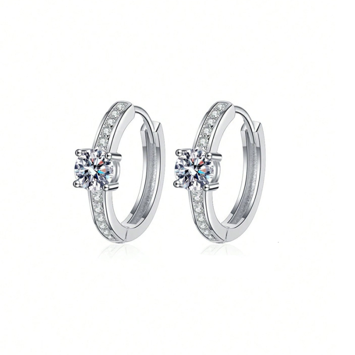 Cercei cerc clasici din argint cu diamant moissanit [1]