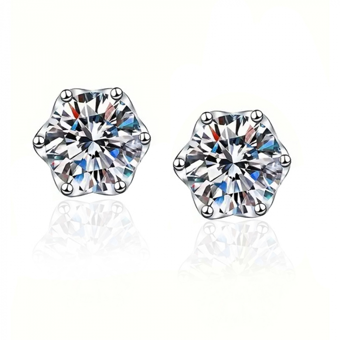 Cercei clasici stud din argint cu diamante moissanite [1]