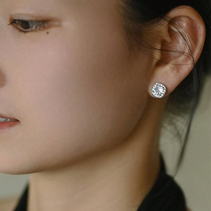 Cercei cu diamante moissanite Classic Square [2]