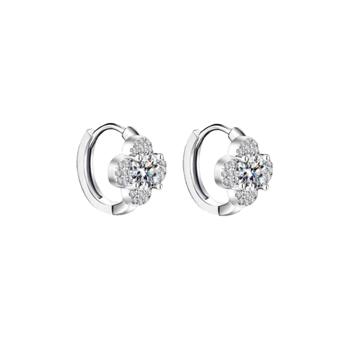 Cercei din argint cu diamante moissanite – Design Floral Elegant [3]