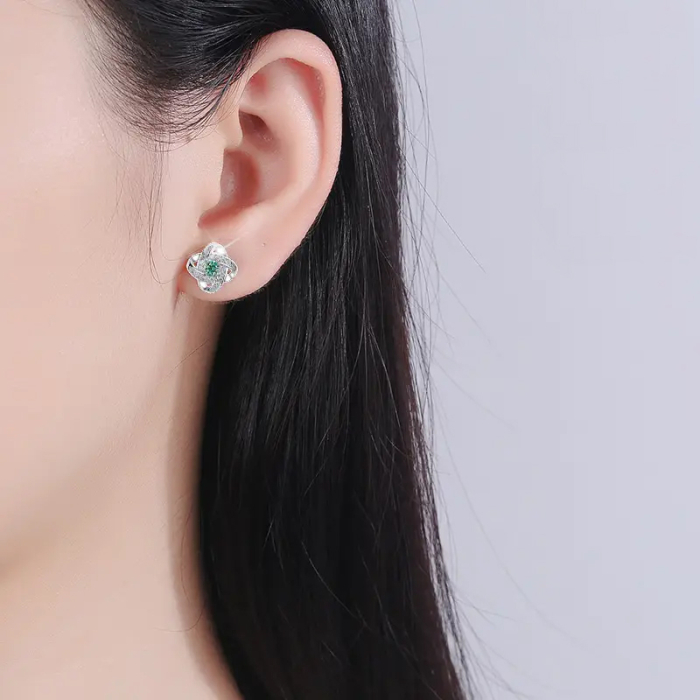 Cercei eleganti din argint cu diamant moissanit [2]