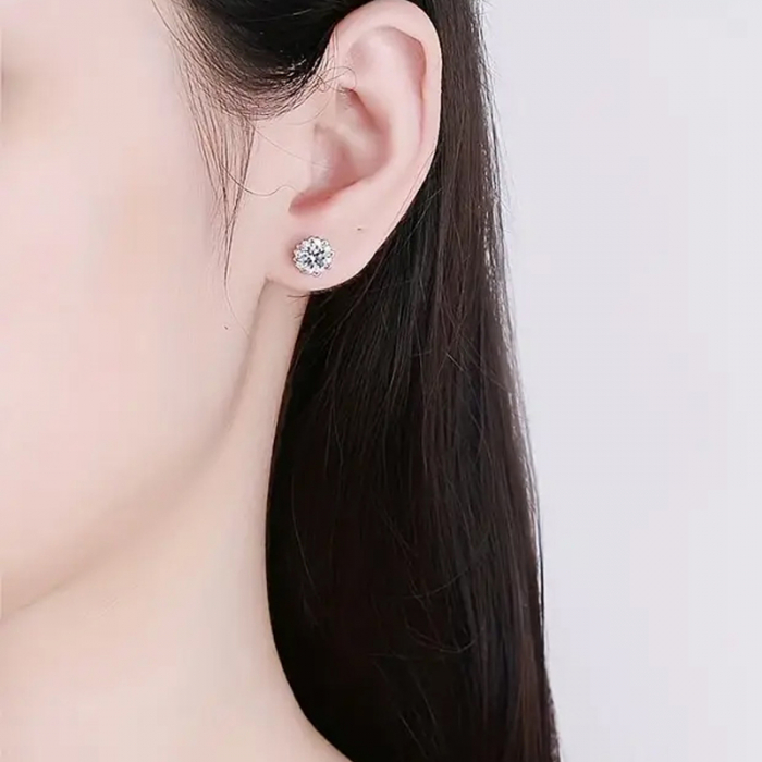 Cercei floare cu diamante moissanite [2]