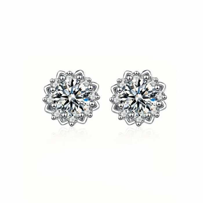 Cercei floare cu diamante moissanite [1]
