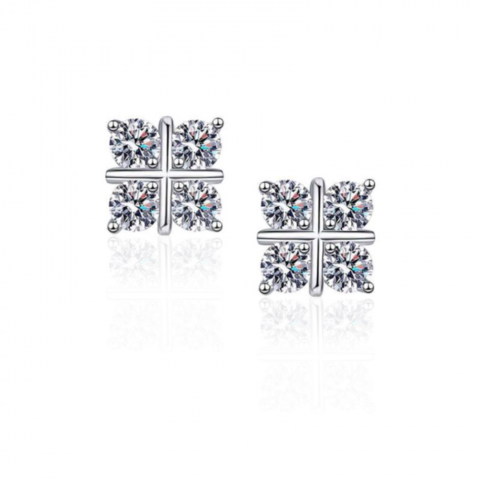 Cercei patrati din argint cu diamante moissanite [1]