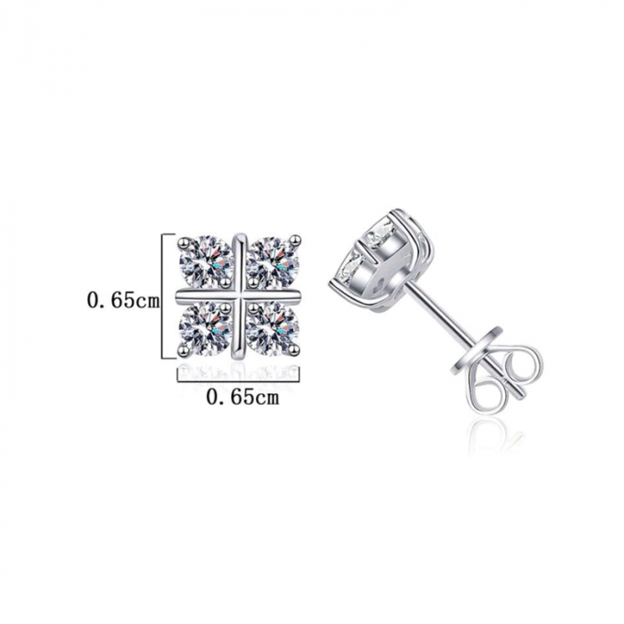 Cercei patrati din argint cu diamante moissanite [2]