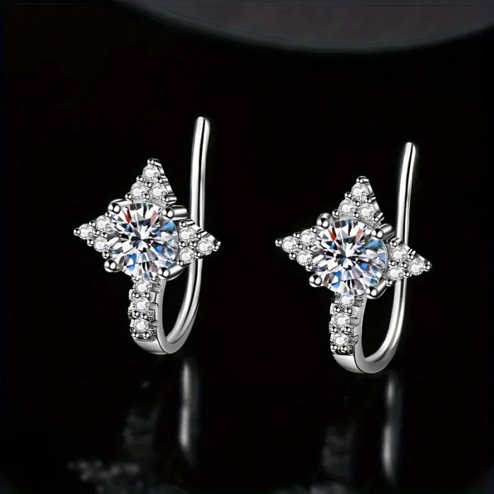 Cercei stea din argint cu diamant moissanit [2]