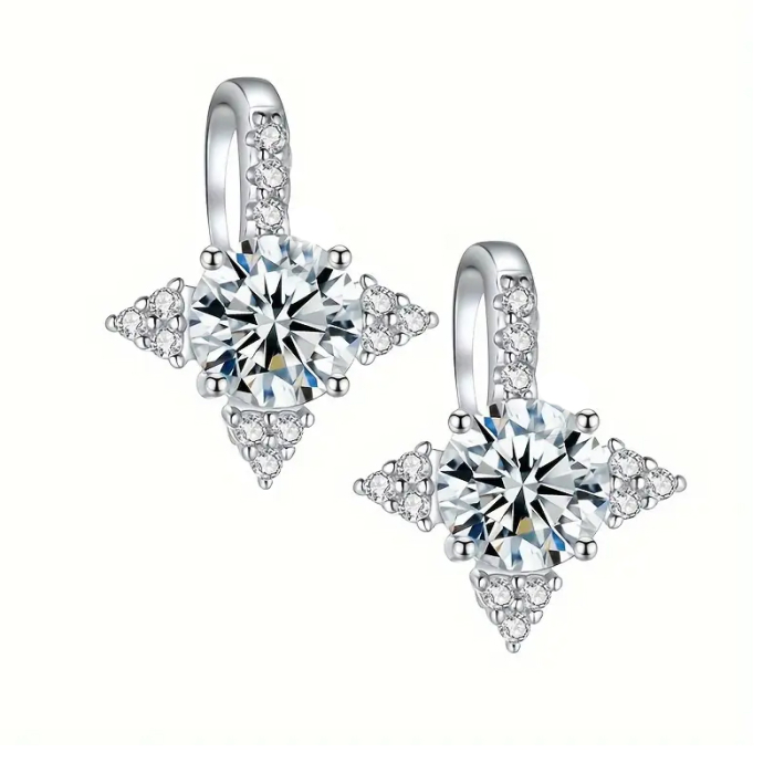 Cercei stea din argint cu diamant moissanit [1]
