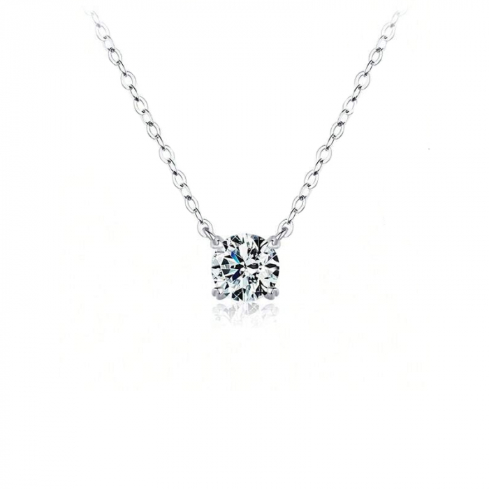 Lant clasic din argint si pandantiv cu diamant moissanit [1]