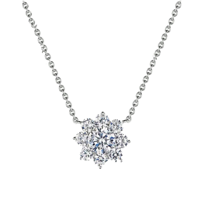 Colier din argint cu diamant floare 1 Karat [1]