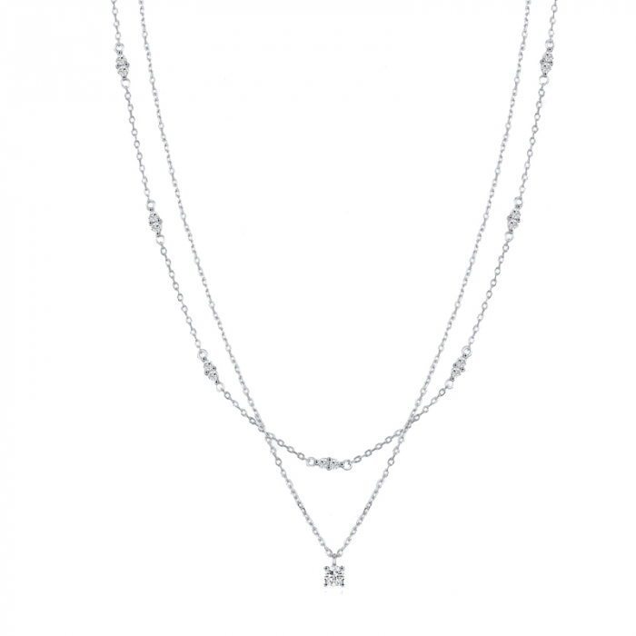 Colier dublu din argint cu diamant moissanit [1]