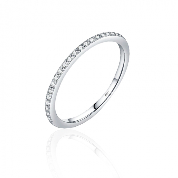 Inel clasic din argint cu 20 diamante moissanite [1]