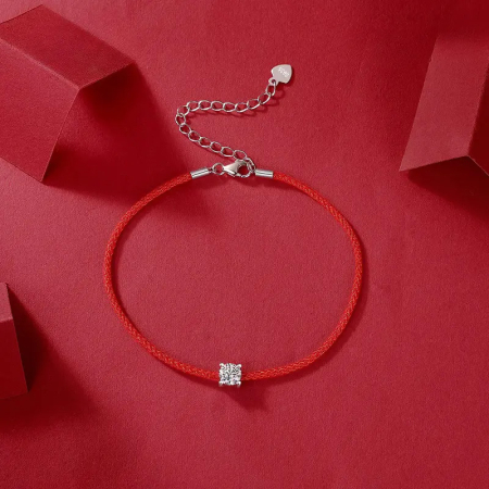 Bratara snur rosu din argint cu diamant moissanit 0.5 Karate [2]