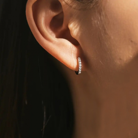 Cercei cerc din argint cu diamante moissanite [1]