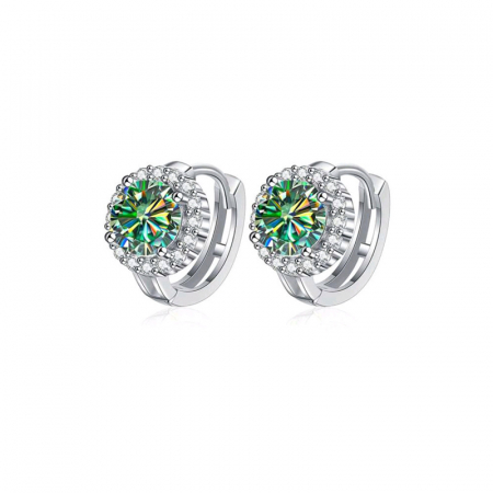 Bijuterii - Cercei cerc din argint cu diamante Moissanite verzi