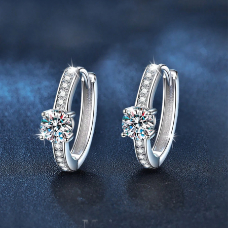 Cercei cerc clasici din argint cu diamant moissanit [1]