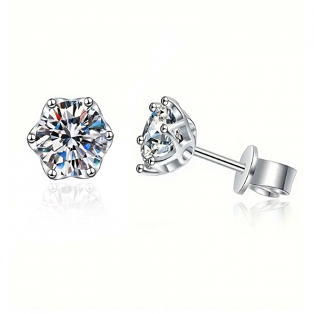 Cercei clasici stud din argint cu diamante moissanite [1]