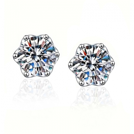 Bijuterii - Cercei clasici stud din argint cu diamante moissanite