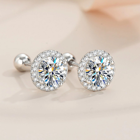 Cercei Classic Circle din argint cu diamante moissanite [1]