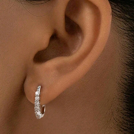 Cercei cerc din argint cu diamante moissanite [1]
