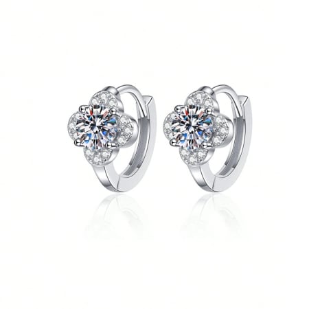 Bijuterii - Cercei din argint cu diamante moissanite – Design Floral Elegant