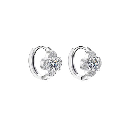 Cercei din argint cu diamante moissanite – Design Floral Elegant [2]