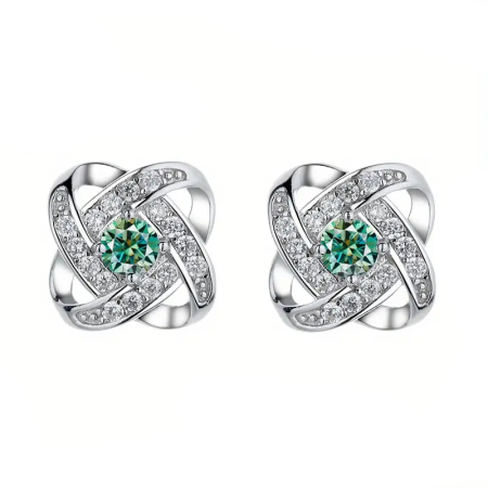 Cercei eleganti din argint cu diamant moissanit [0]