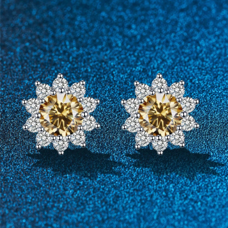 Cercei din argint floare cu diamante moissanite [1]