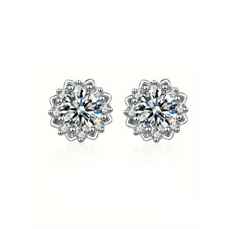 Bijuterii - Cercei floare cu diamante moissanite
